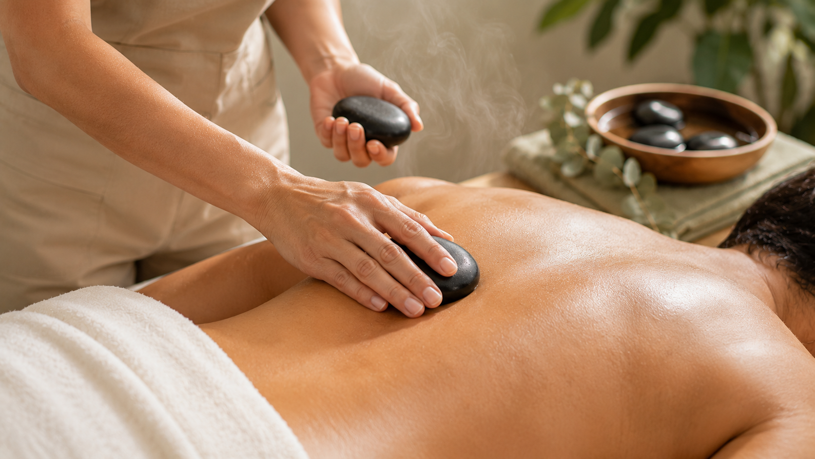 Hot stone massage treatment